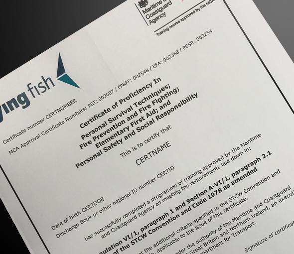Flying Fish certificate